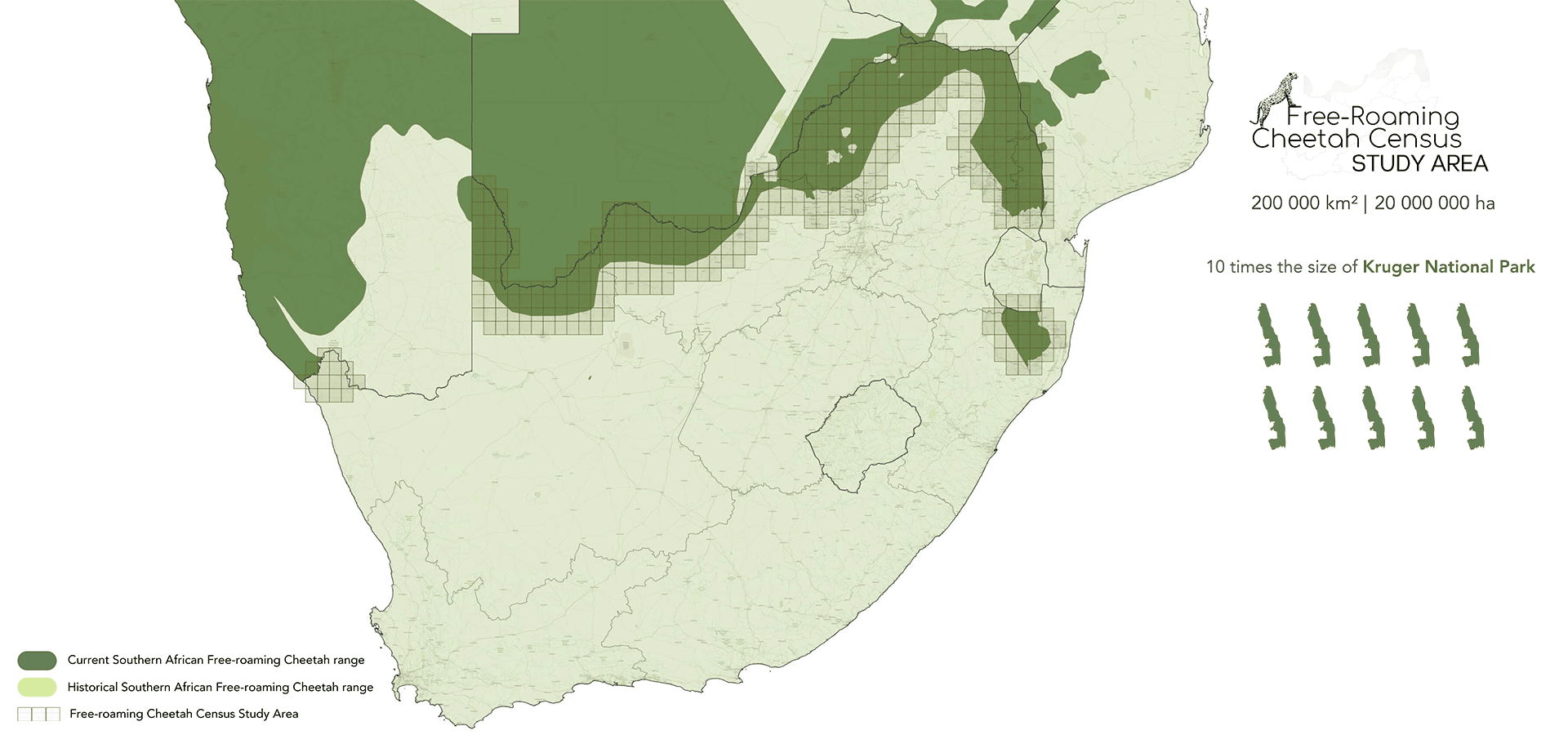 Free Roaming Cheetah Census Study area on map